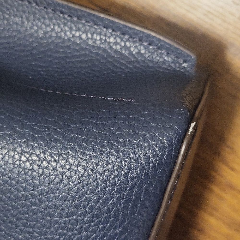 Michael Kors Emilia Small Pebbled Leather Navy Blue Satchel - Picture 7 of 8